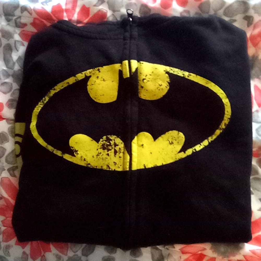 Vintage Y2K Batman Zip Up Hoodie w/ Bat Ears & Utility Belt Mens L